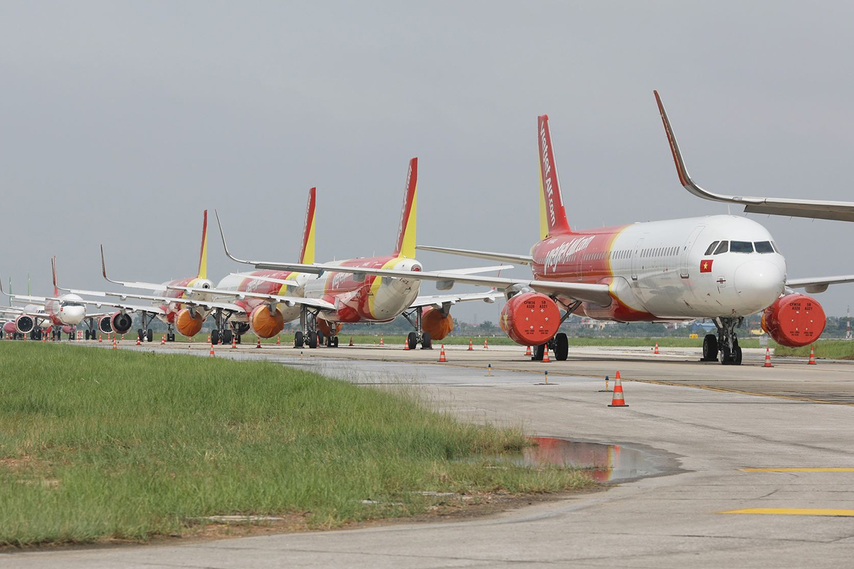 Rất đông máy bay đậu tại Sân bay Nội Bài. Ảnh: Yuqing.