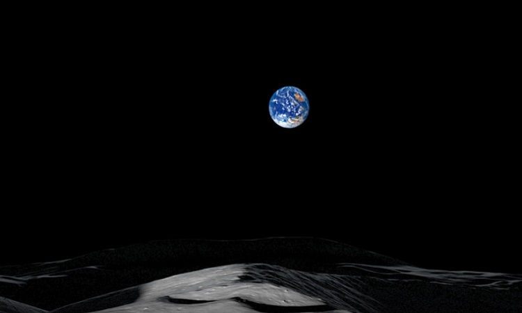 Trái đất nhìn từ cực nam của mặt trăng
